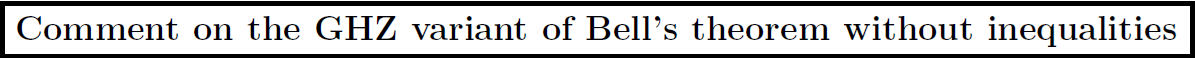 Comment on GHZ