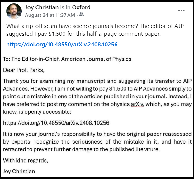 Letter to AJP Editor