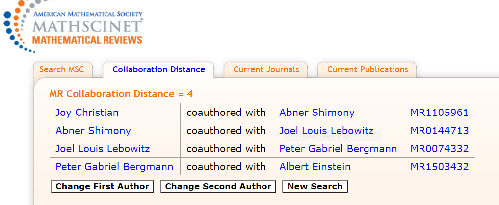Collaboration Distance of Joy-Einstein